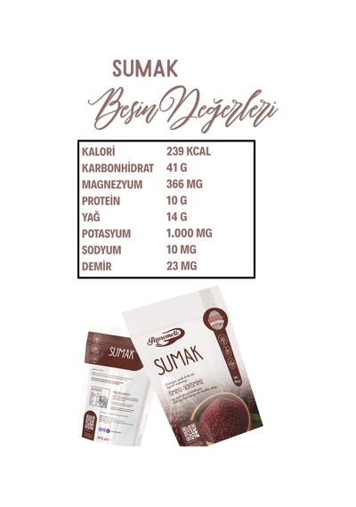Sumak 100 Gr Öğütülmüş Sumak Baharatı, Ekşi Aromalı, Salata, Kebap Ve Yemekler İçin