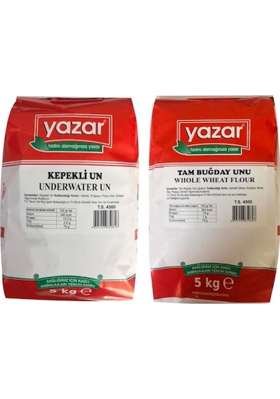 Yazar Taş Değirmende Öğütülmüş Kepekli Un + Tam Buğday Unu 2 x 5 KG