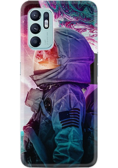 Oppo Reno 6 Kılıf Resimli Desenli Silikon Platinium Series İskelet Astronot 1892