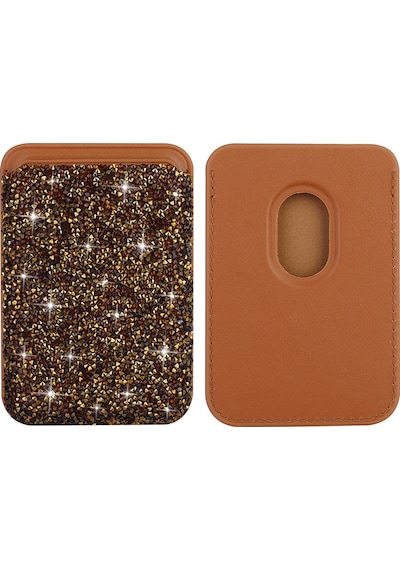 Teleplus Apple Uyumlu iPhone 14 Pro Max Kılıf Glitter Mozaik Magsafeli Taşlı Pırlanta Kapak + Taşlı Manyetik Kartlık