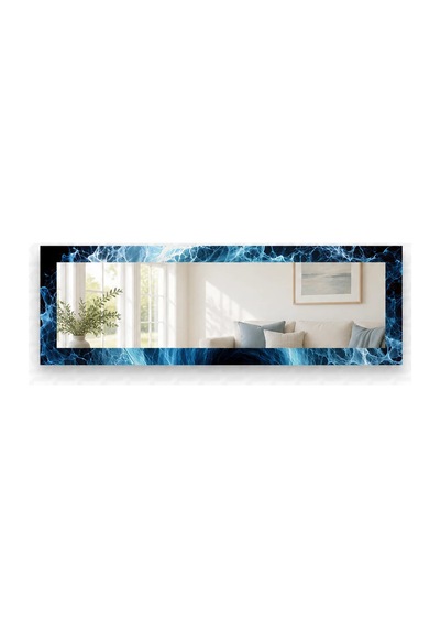 Ay Işığı Yatay Panoramik Aynalı Dekoratif Cam Tablo - 110 X 36 Cm