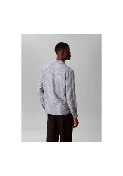 Calvin Klein Ls Yd Pınstrıpe Lınen Easy Shırt-16326 Mavi