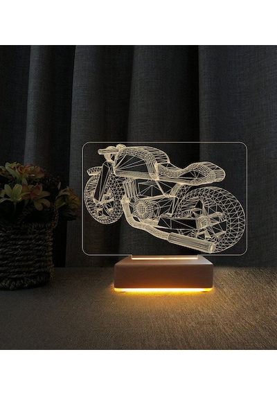 Motorsiklet Tasarımlı 3d Led Masa Lambası Doğum Günü Hediyesi Lamba
