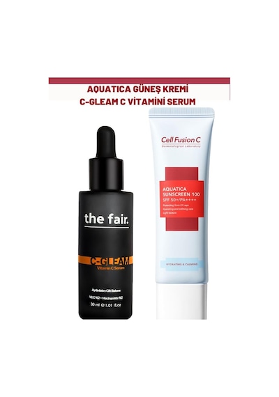 Cell Fusion C Aquatica Güneş Kremi SPF50+ 50 G + The Fair C Gleam Vitamin C  Serum 30 ML