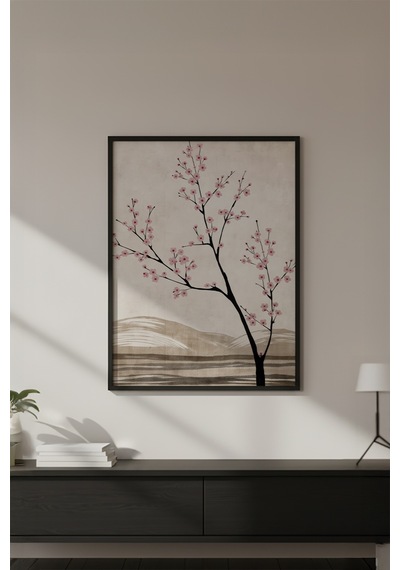 Huhuli Ahşap Siyah Çerçeveli Wabi Sabi Koleksiyon Tablo Huhu741