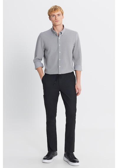 Altınyıldız Classıcs Erkek Sıyah Yünlü Slim Fit Dar Kesim Esnek Takım Elbise Pantolonu Siyah