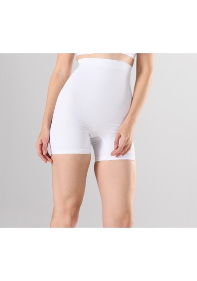 Nacar Store Kadın 1 Beden Küçülten Yüksek Bel Boxer Slikonlu Beyaz Renk Dikişsiz Korse