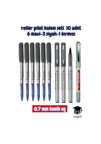 Roller Pilot Kalem Seti 10 Adet 6 Mavi-3 Siyah-1 Kırmızı Çok Renkli
