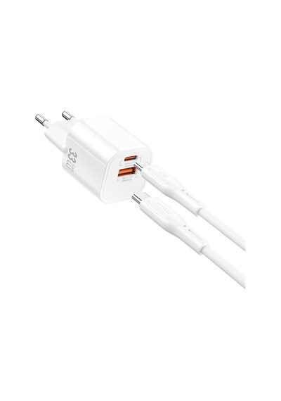 Wiwu Wi-g018 Cube Serisi Type-c To Type-c Gan Tech Pd Hızlı Şarj Kablolu Şarj Seti 33w Beyaz