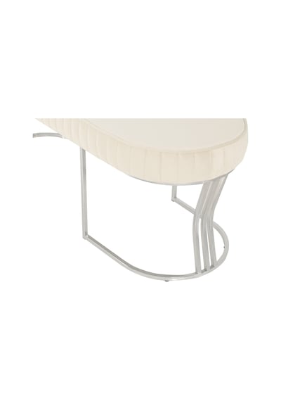 Viego Silver Striped- Beyaz Kapitoneli Chester Model Puf & Bench & Koltuk & Uzun Makyaj Puff & Yatak Ucu &önü