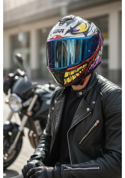 Gıvı 50.x Joke  1 Renkli 1 Şeffaf Vizörlü Motosiklet Kask Lacivert Vizör + Şeffaf