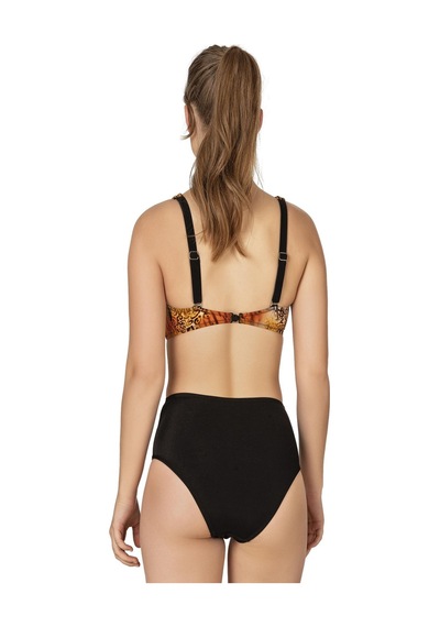 Endeep Kadın Düğüm Detaylı Kruvaze Toparlayıcı Kahverengi Bikini Takımı-kahverengi