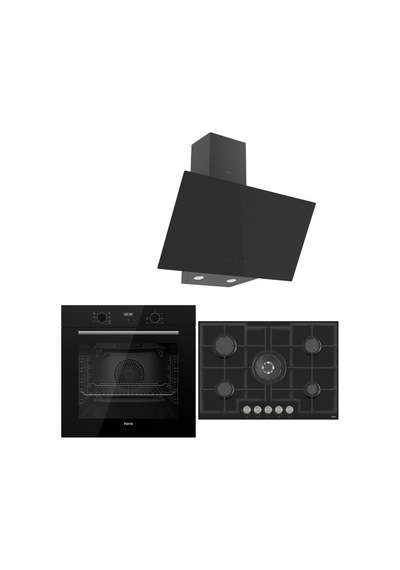 Ferre Icon Plus 75 Serisi QBL63CS-ED035-D077 3lü Cam Ankastre Set
