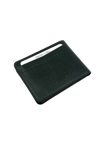 Bons Hakiki Deri Erkek Cüzdan - Minimalist Kartlık Ve Cüzdan - Koyu Yeşil