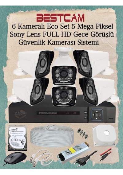 6 Kameralı Eco Set 5 Mp Sony Lensli Full Hd Gece Görüşlü Set