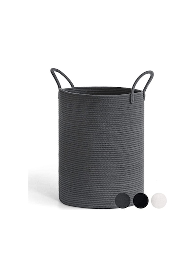 Mavaux Çok Amaçlı, 40cm-36cm Büyük Boy, Yanları Saplı, Sepet, Jüt, Hasır, Dokuma Sepet, Düzenleyici Antrasitbüyük