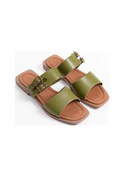 Trendella Haki Yeşili Hakiki Deri Terlik Tr31my33f Siyah