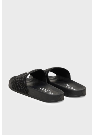 Guess Beach Taşlı Üçgen Logolu Terlik E6gz16bb00f Bayan Terlik E6gz16 Bb00f Jblk Siyah
