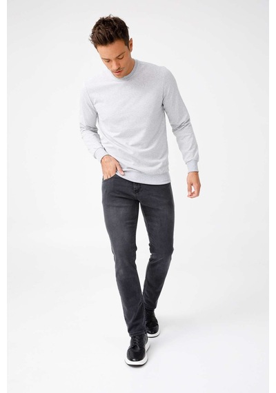 Igs İgs Erkek A.gri Modernfıt / Ekstra Dar Kalıp Bisiklet Yaka Sweatshirt Açık Gri