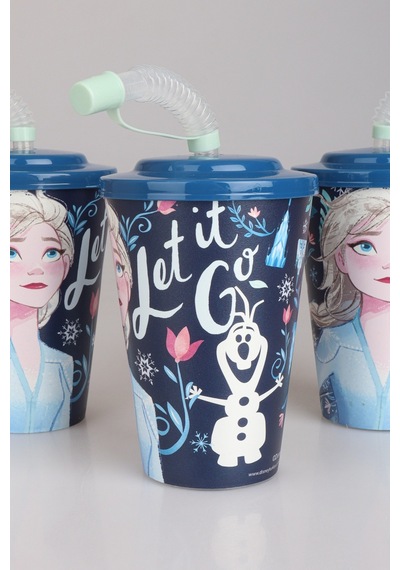 "dekomus Cep Defteri Hediyeli" Lisanslı Elsa Frozen Pipetli Bardak 124-Pembe