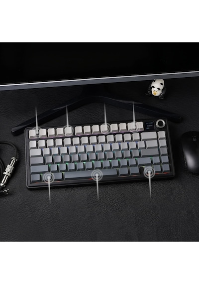 Aula F75 Max Mekanik Rgb Tkl Reaper Switch Kablosuz Makrolu Hot Swap Klavye Gri