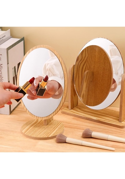 Yeni Model 9 -ahşap Tasarım Masaüstü Oda Dekorasyon Makyaj Oval Ayna
