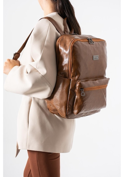 571 Collections Suni Deri Yıkama Sırt Çantası Poliüretan Taba Model: 571-14-16g Taba