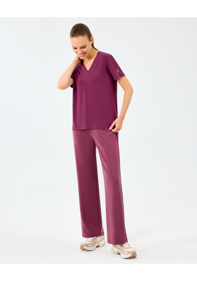 Skechers W V Neck T-shirt Kadın Bordo Tshirt S2510277-3877 Bordo