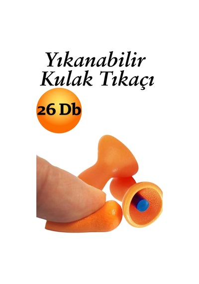 Kulak Tıkacı 26 Db Yıkanabilir İpli Tıkaç Gürültü Ses Önleyici Yüzme Su Kaçma Kulak Koruyucu Turuncu