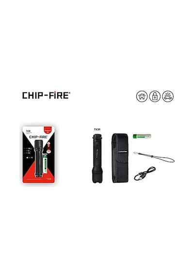 Chip Fire Tx3r Şarj Edilebilir El Feneri Siyah