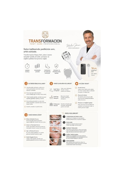 Transformacion 30 Jilet Yedekli Topuk Rendesi Nasır Törpüsü Aleti Pedikür Raspası Solingen Profesyonel 718813