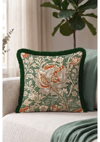 Vintage Çiçekli Botanik Saçaklı Yastık Kılıfı - Floral Yeşil Krem Gri Püsküllü Kırlent Kılıfı Buzlu Rota Nektar Vintage Çiçekli Botanik Saçaklı Yastık Kılıfı - Floral Yeşil Krem Gri Püsküllü Kırlent Kılıfı Buzlu Rota Nektar