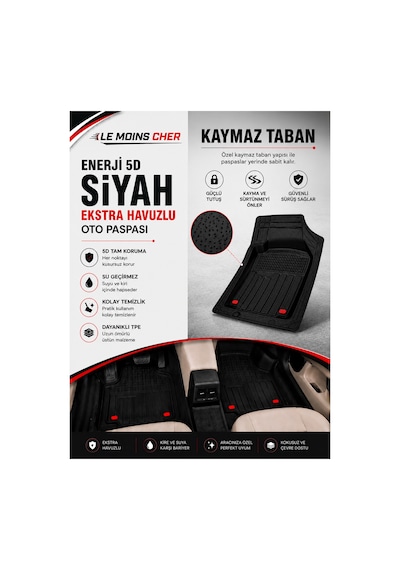 Volvo Xc40 Core Havuzlu Oto Paspası Kaymaz Taban Dayanıklı Enerji Siyah