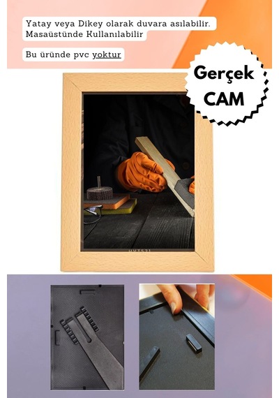 Krem-20mm Çerçeve Camlı 20x25 Cm Fotoğraf Resim Çerçevesi Ayaklı Veya Duvara Asma Yatay-dikey