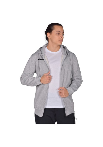 Diadora İmola - Erkek Grimelanj Pamuklu Tam Fermuarlı Sweatshirt Gri Melanj