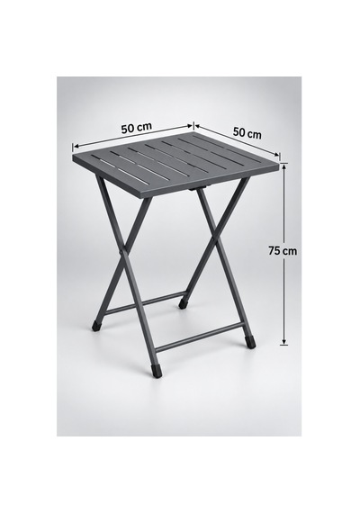 Katlanır Metal Balkon Bahçe Bistro Masa 50x50 Cm Kare Masa 75 Cm Füme 1649