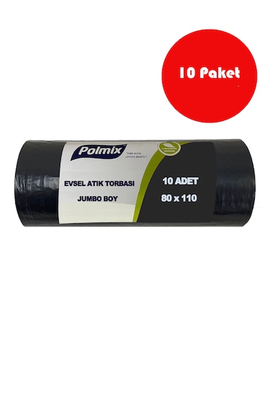 10 Adet Jumbo Boy Evsel Atık Torbası 80x110 Cm - P133