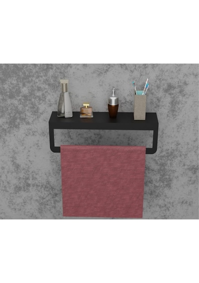 Risingmaber Siyah Havlu Tutacağı Raf Metal Havlu Askısı Mutfak Banyo Raflı Havluluk Metal Raflı Havluluk Mt42s Diğer