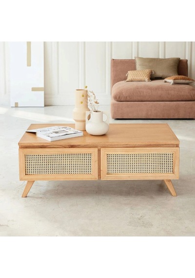 Nova Masif & Rattan Orta Sehpa Naturel