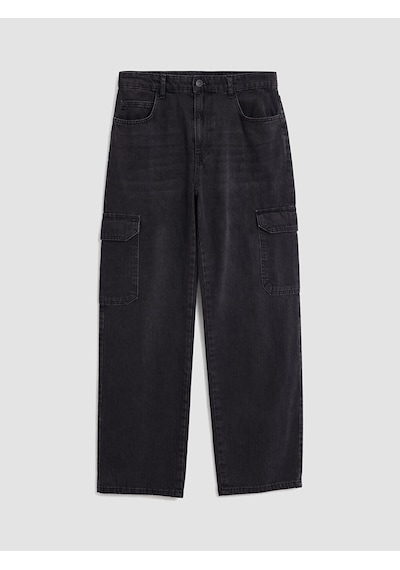 Lcw Jeans Siyah Baggy Fit Erkek Kargo Jean Pantolon