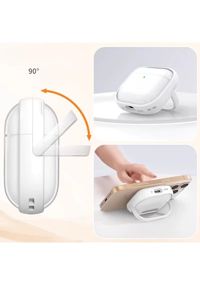 E2m Apple Uyumlu AirPods 4 Crystal Standlı Kılıf Mavi Mavi