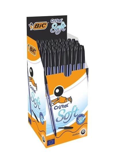 Bic Cristal Soft Tükenmez Kalem Siyah 918518 50'li Kutu Çok Renkli