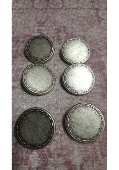 Antıkgümüş Kaplama Metal Düğme 45 Boy 30 Mm 6 Adet