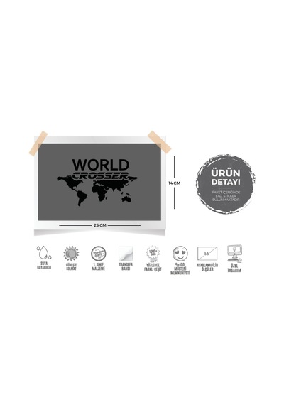 Bay Etiket Cse1 World Crosser (Dunyayi Gezen) Yazili Mat Siyah