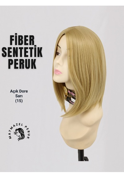Kısa Küt Peruk Fiber Sentetik Dore Sarı No-15