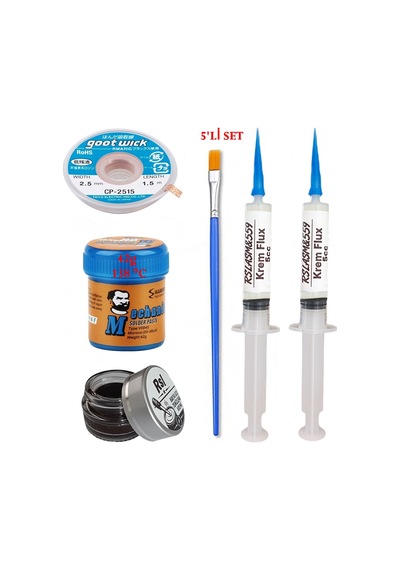Krem Lehim Mchanc 138 C 42gr Havya Uç Temizleyici Flux Lehim Toplama Cp-2515 Lehim Emme Teli Fırça Seti03