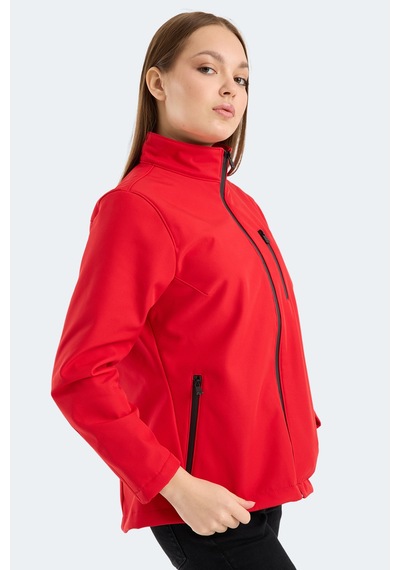 Slazenger Hıp Style Kadın Dik Yaka Fermuarlı Kırmızı Mont & Kaban Kırmızı