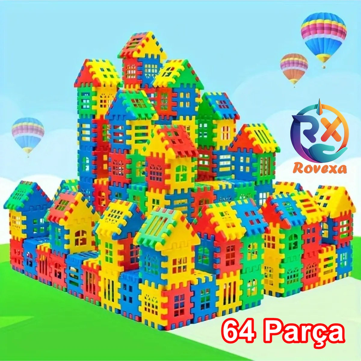 Puzzle City 3d Yapı Ve Tasarım Blokları 64 Parça Yapı Oyuncak Puzzle Blok Set Eğlenceli Oyuncak