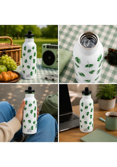 Mamawata Palm Pipetli Çocuk Termos Matara 470 Ml Paslanmaz Çelik Sızdırmaz Yalıtımlı Suluk Beyaz