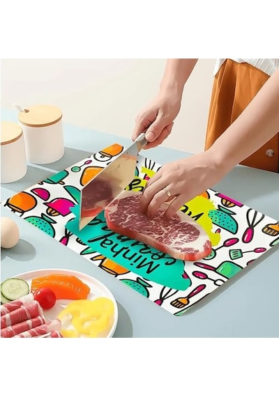 Ayrex Desenli Cam Kesim Panosu, Kaydırmaz Silikonlu Taban, Mutfak İçin, 35x25 Cm Minha Cozinha Diğer